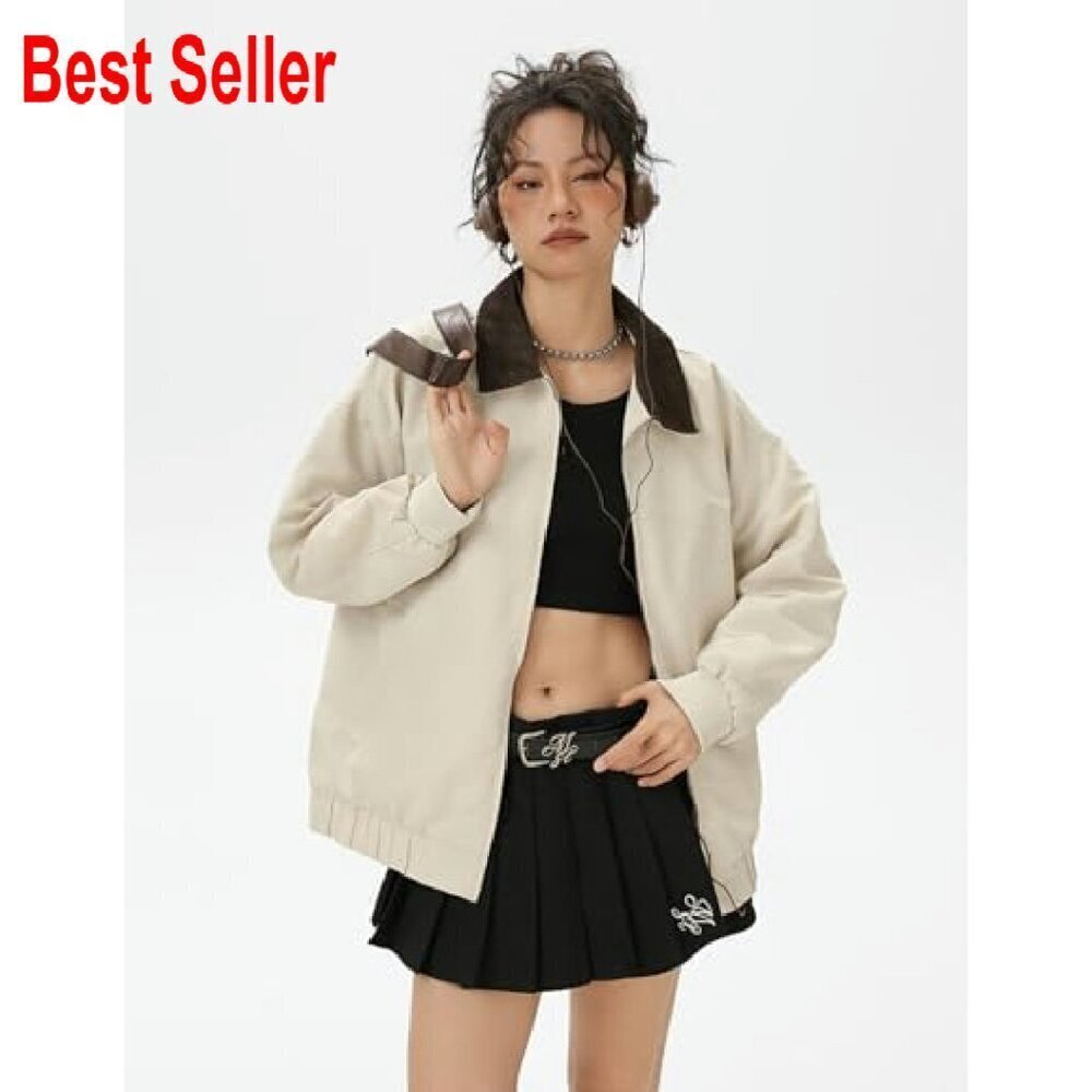 Lightweight Barn Jacket Vintage Corduroy Collar Oversized Y2K Street Style - Picture 4 of 5